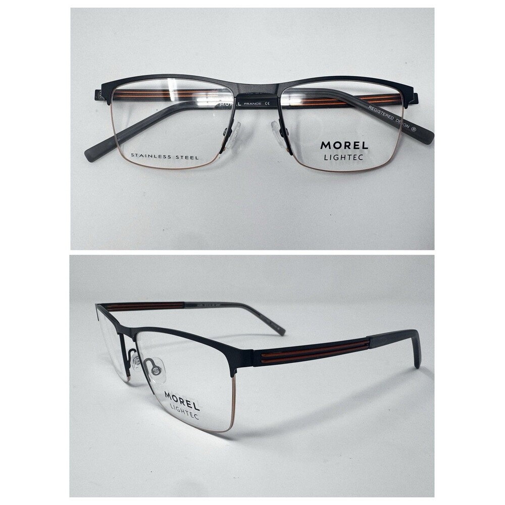 Morel Lightec 30280L 52-18-145 Eyeglass Frames Gunmetal Orange France